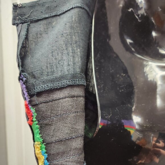 Vintage Black Dress With Rainbow Stripes Strapless EUC - Picture 5 of 6